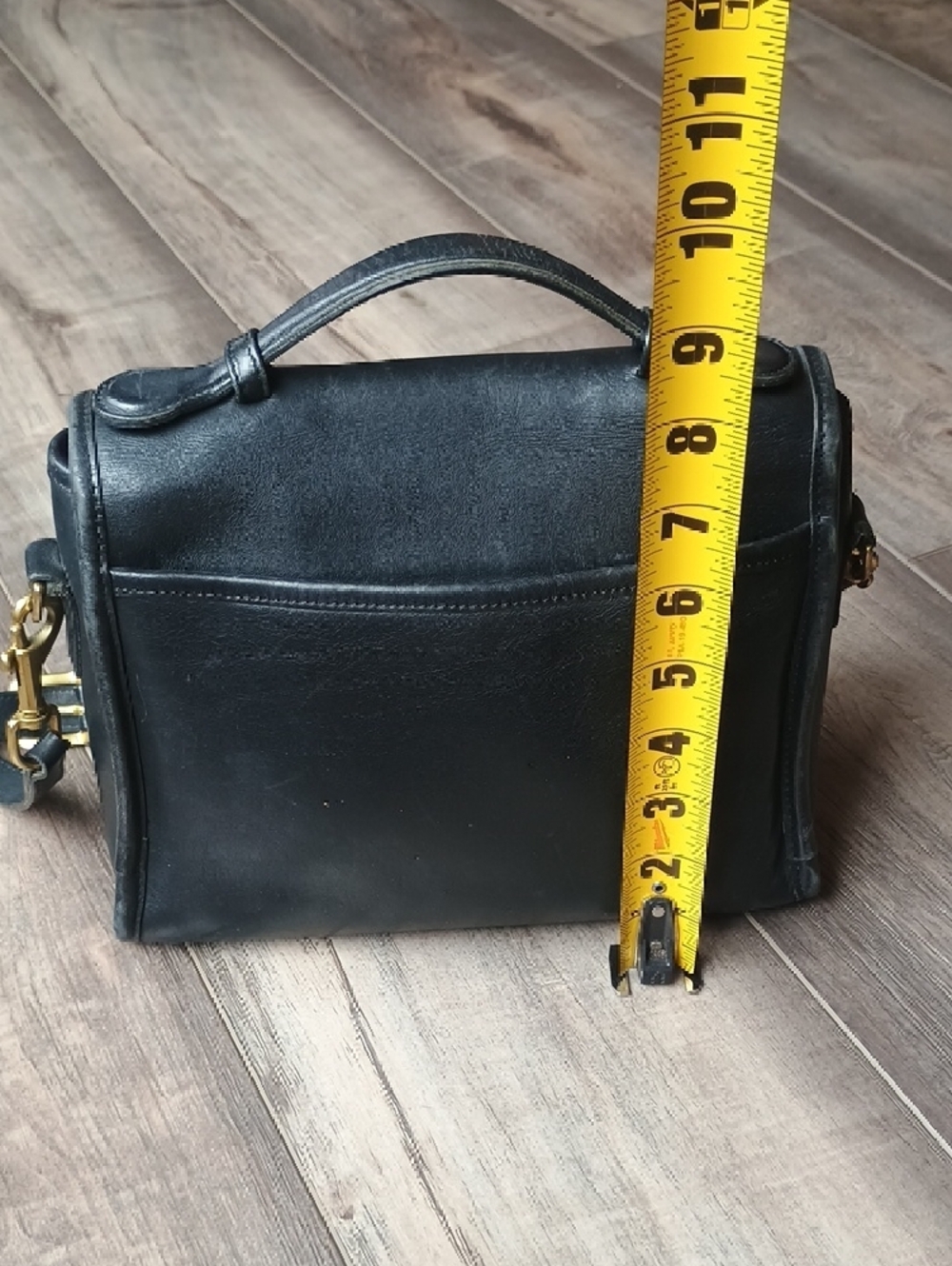 Vintage Coach Court Bag #9870 Black Leather Top-Handle Cross Body Bag Purse - Picture 6 of 16